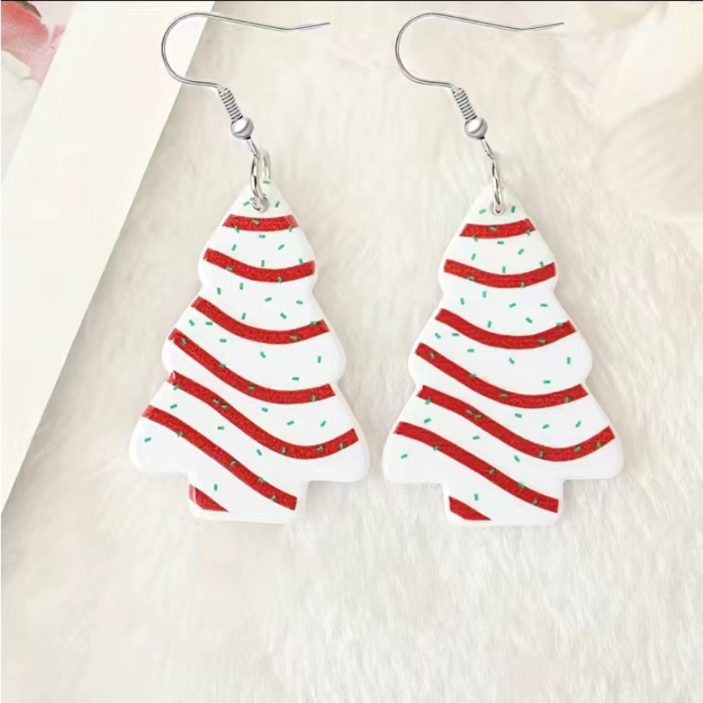 NWT Acrylic Christmas Tree Earrings - Picture 3 of 4